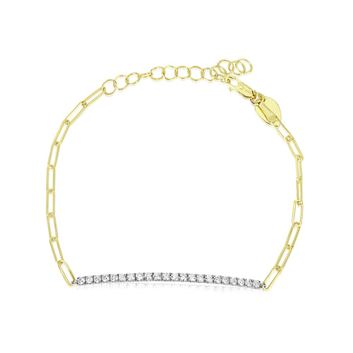 Paperclip Chain Bracelet with Diamond Bar