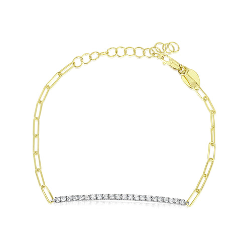 Paperclip Chain Bracelet with Diamond Bar
