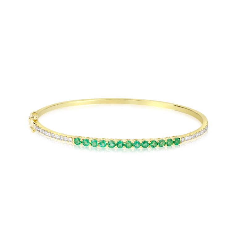 Yellow Gold Emerald and Diamond Bracelet- 2.5 inch diameter