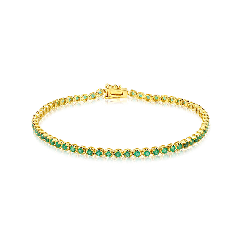 Yellow Gold Emerald Tennis Bracelet