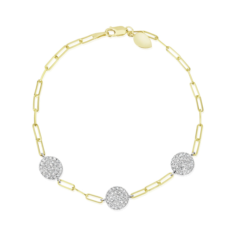 Paperclip Diamond Disk Bracelet
