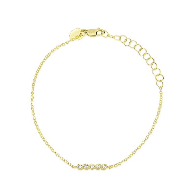 Yellow Gold Dainty Diamond Bezel Bracelet