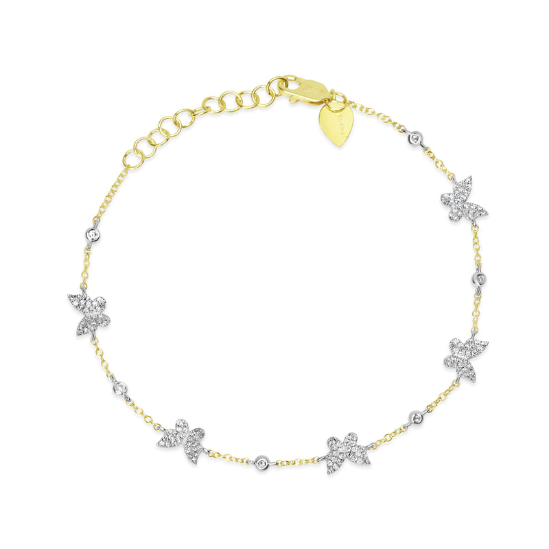 Yellow Gold Diamond Butterfly Bracelet