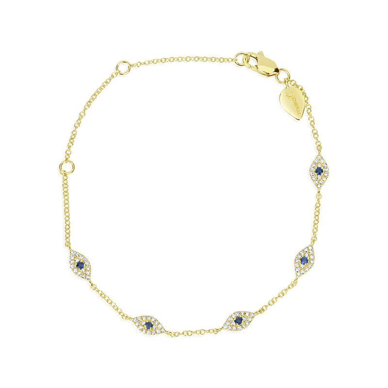 Meira T 14K Yellow Gold & 14K White Gold Blue Sapphire & Diamond Evil Eye  Bracelet | Bloomingdale's