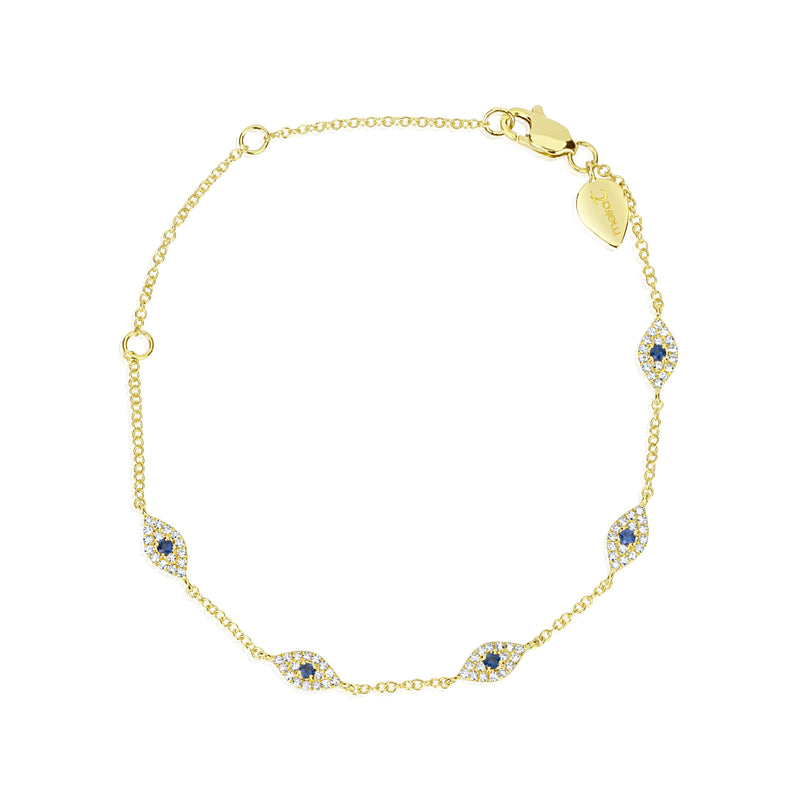 14k yellow gold evil eye bracelet deals