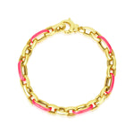 Pink Enamel and Chunky Chain Bracelet- ONLINE EXCLUSIVE