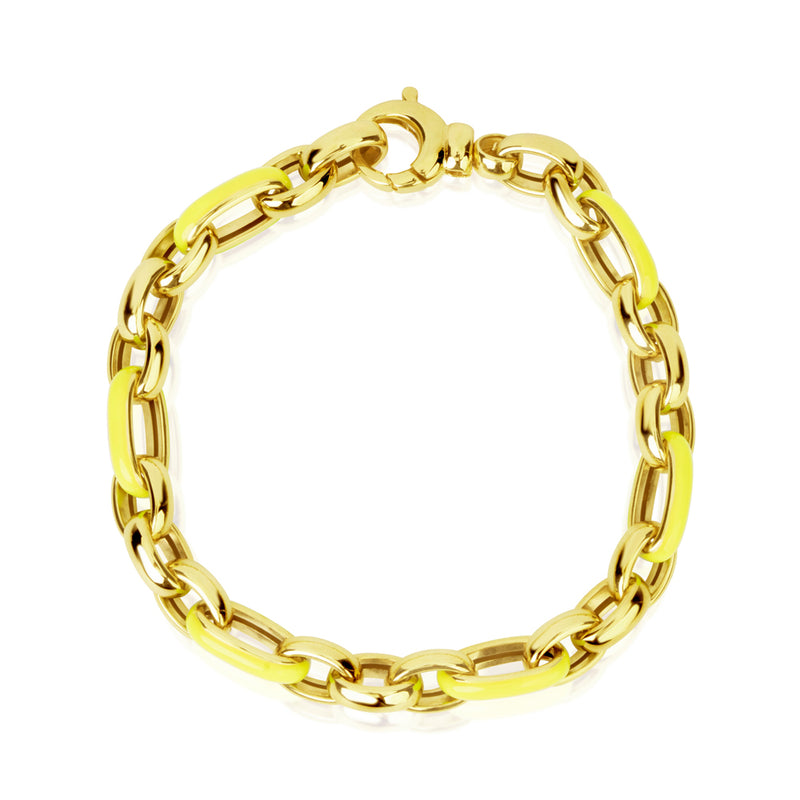 Yellow Enamel and Chunky Chain Bracelet- ONLINE EXCLUSIVE