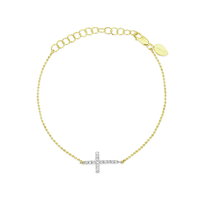 Yellow Gold Diamond Cross Bracelet
