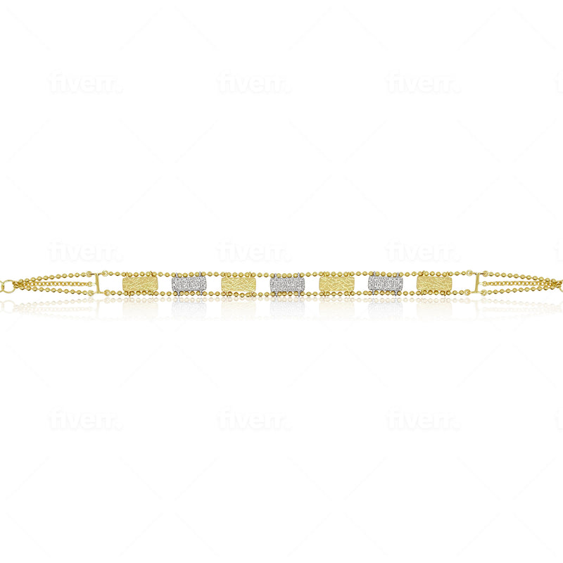 Two Tone Diamond Double Border Bracelet