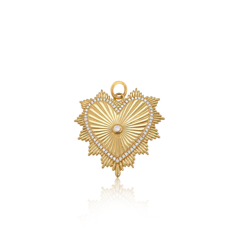Yellow Gold and Diamond Heart Charm