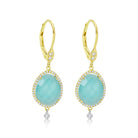 Turquoise Earrings with Dangling Diamond Bezel
