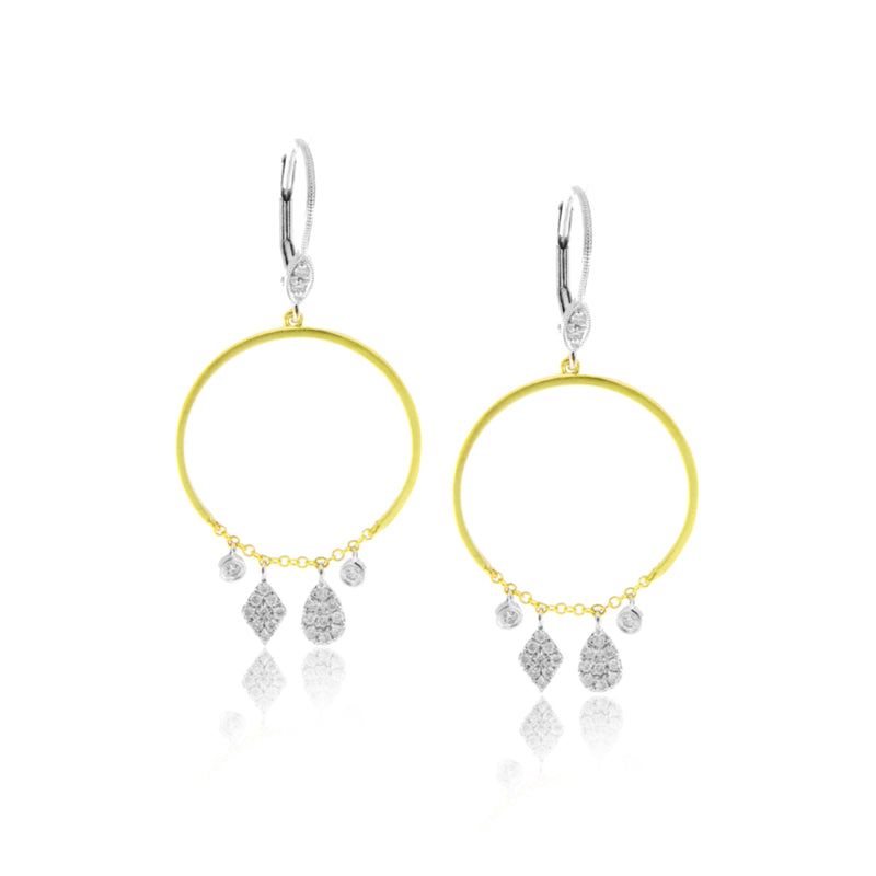 Yellow Gold Hoops with Diamond Charms