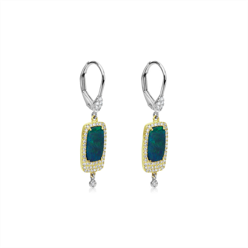 14 Kt White And Yellow Gold Drop .39 Ct Diamond Earrings with Bezels