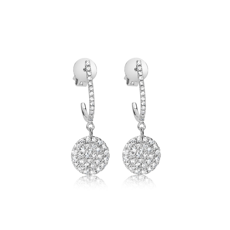 Pave Diamond Disc Earring with Diamond Hoop