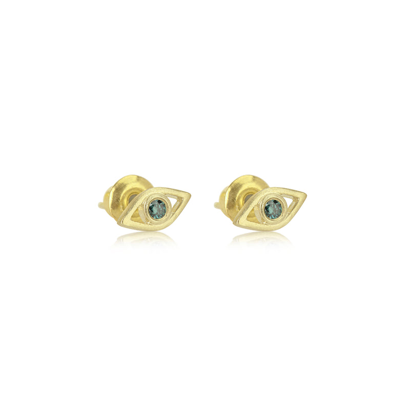 yellow gold evil eye stud