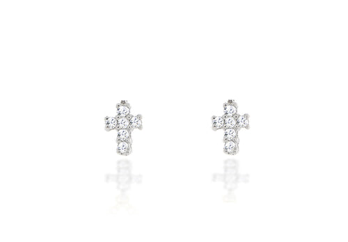 White Gold Cross Earrings