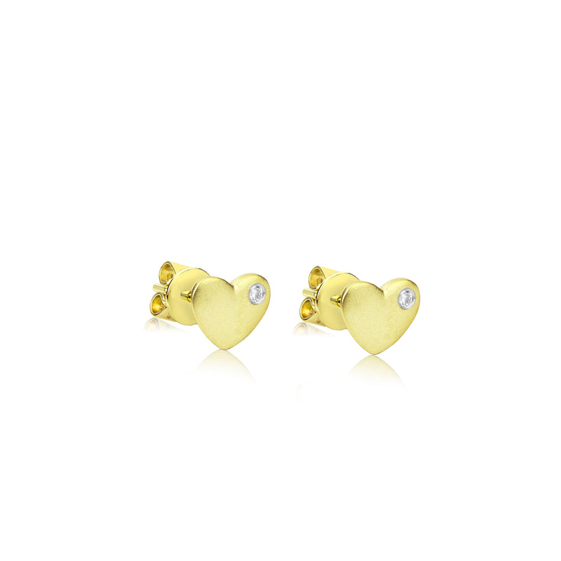 Yellow Gold Diamond Heart Shape Studs