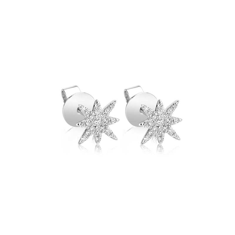 White Gold Diamond Starburst Stud Earrings (set)