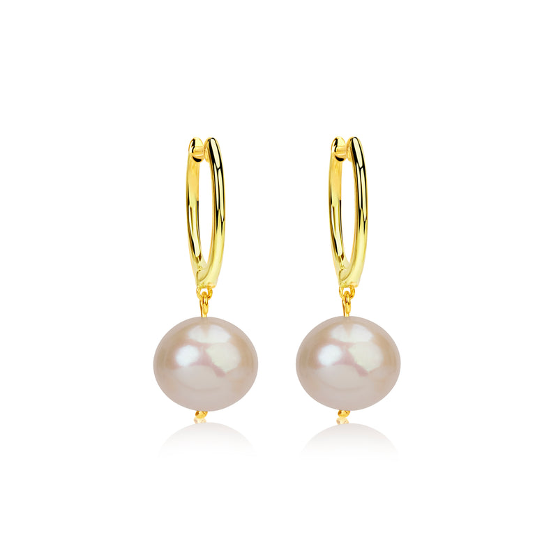 Yellow Gold Pearl Statement Earrings