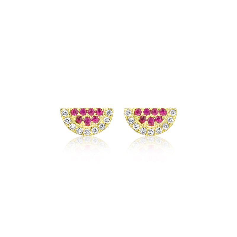 Yellow Gold and Ruby Earrings