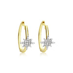 14 Kt Yellow Gold .13 Ct Diamond Starburst Hoops