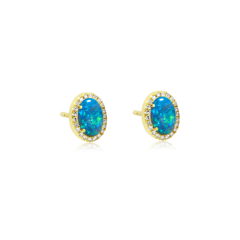 Opal and Diamond Stud