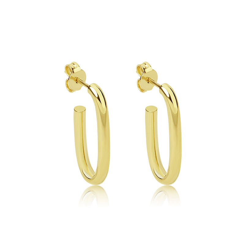 14k Medium Gold Oval Hoops