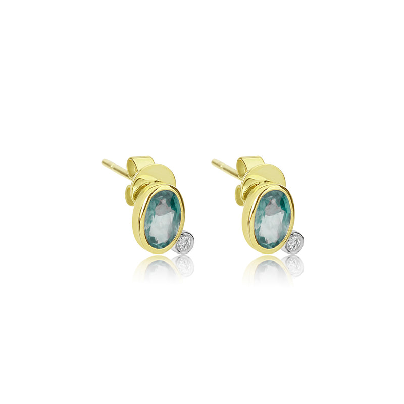 Green Sapphire Diamond Studs