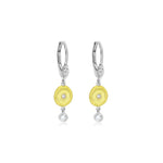 Indented Disk and Diamond Earrings
