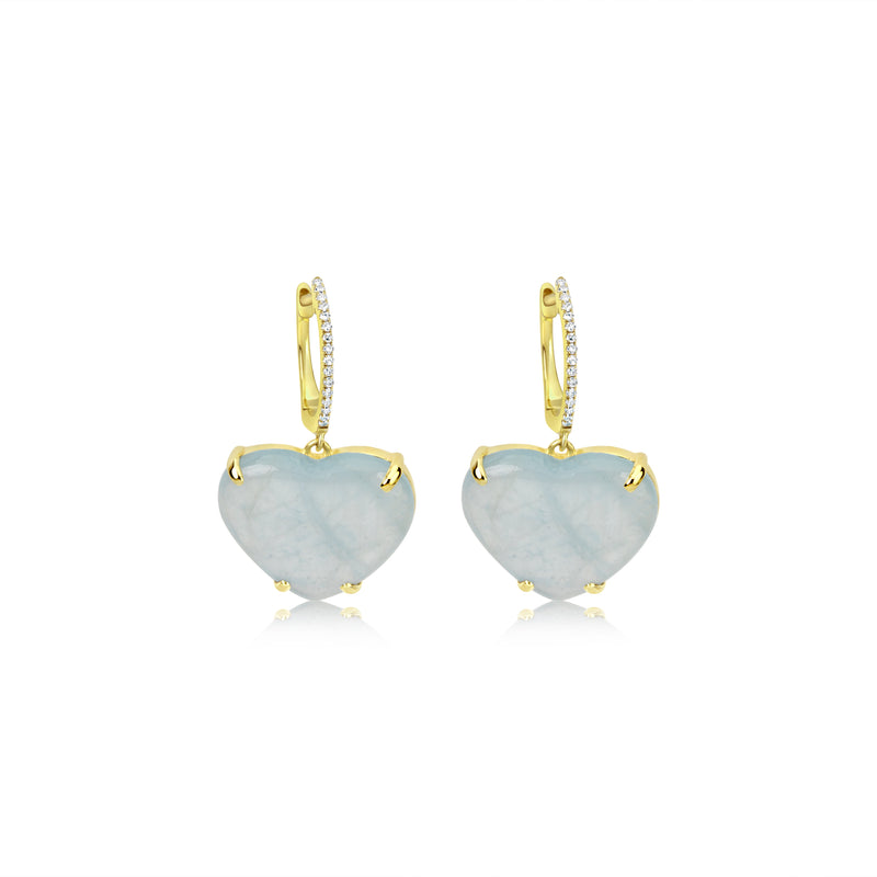 Milky Aqua Heart Earrings