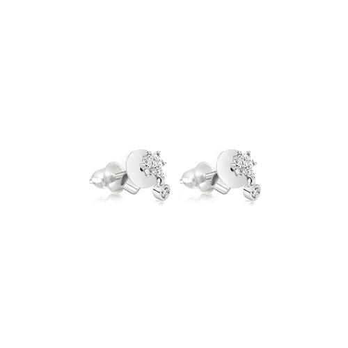 Flower Stud with Dangling Bezel Diamond