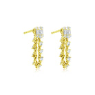 Yellow gold emerald illusion drop earrings with diamond chain