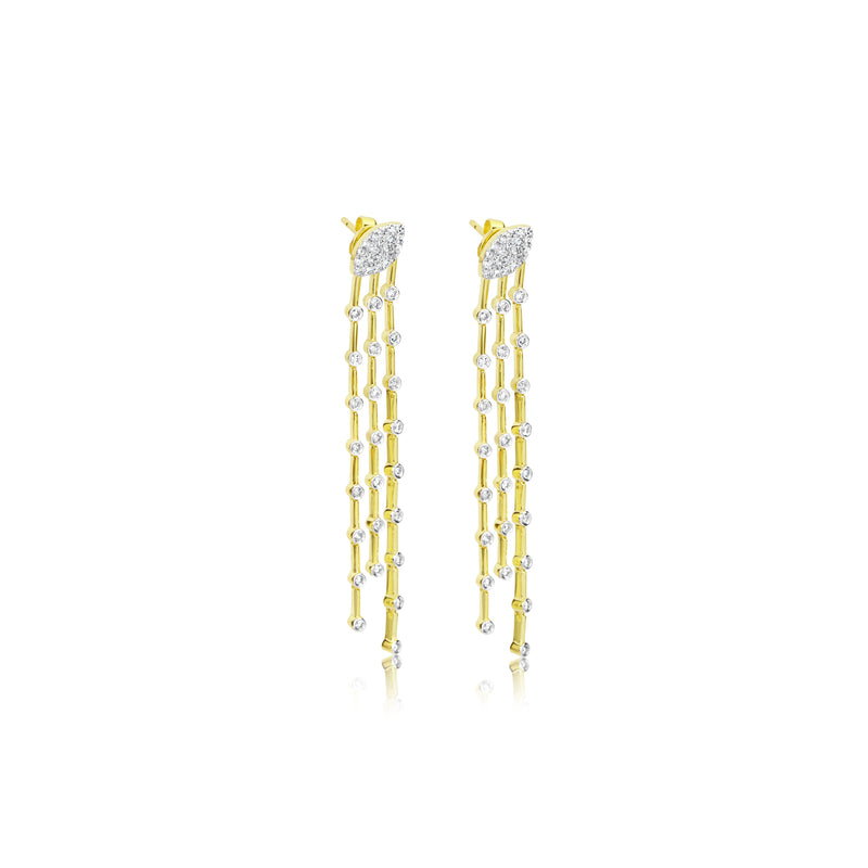 Yellow Gold Diamond Drop Fringe Earrings