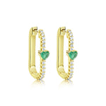 Emerald Heart and Diamond Hoops