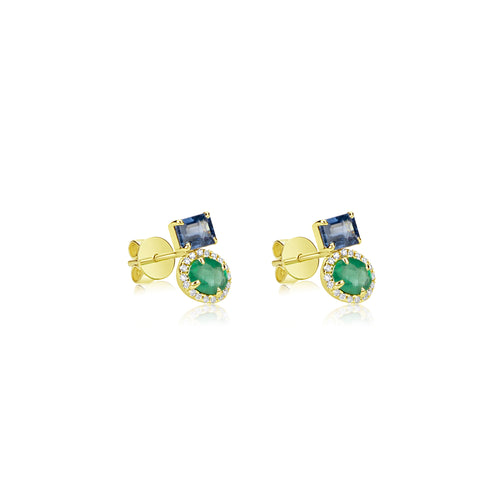 Toi et Moi emerald and sapphire earrings