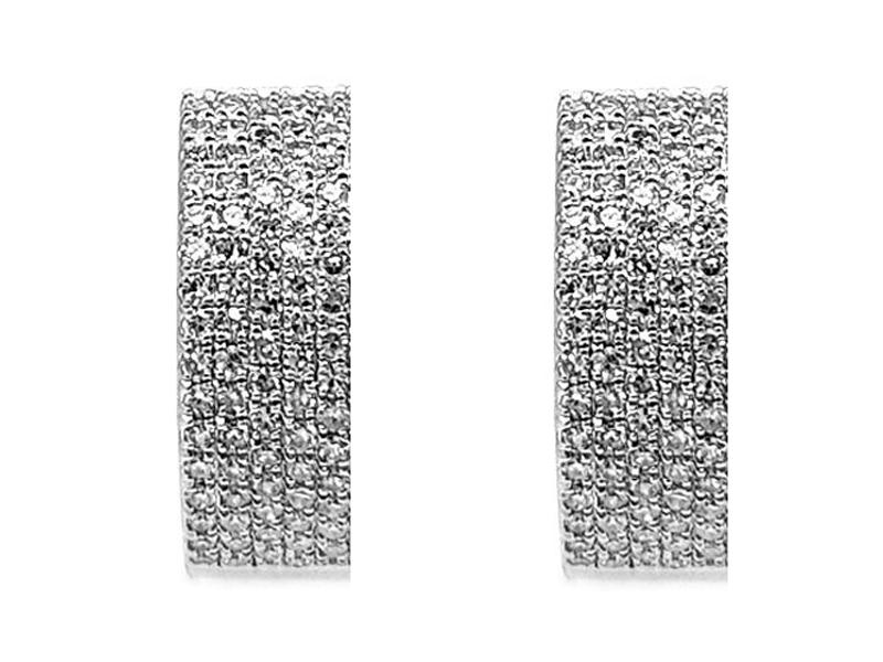 White Gold Diamond Bar Earrings