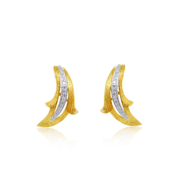 Yellow Gold and Diamond Earrings