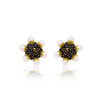Yellow Gold and Pearl Sapphire Earrings