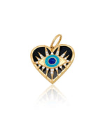 Yellow Gold Black Enamel Heart Charm