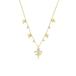 Fleur De Lis Sapphire and gold Charm Necklace
