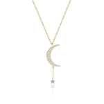 Moon and Star Diamond Necklace