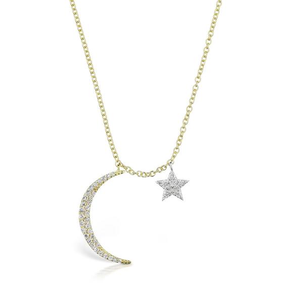 gold crescent moon and star necklace