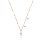 White Gold Dainty Cross and Bezel Diamond Necklace