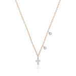 White Gold Dainty Cross and Bezel Diamond Necklace