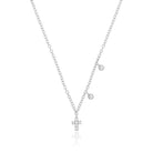 White Gold Dainty Cross and Bezel Diamond Necklace