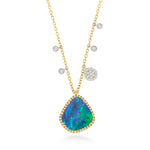 Opal Necklace with diamond charms and bezels Yellow Gold