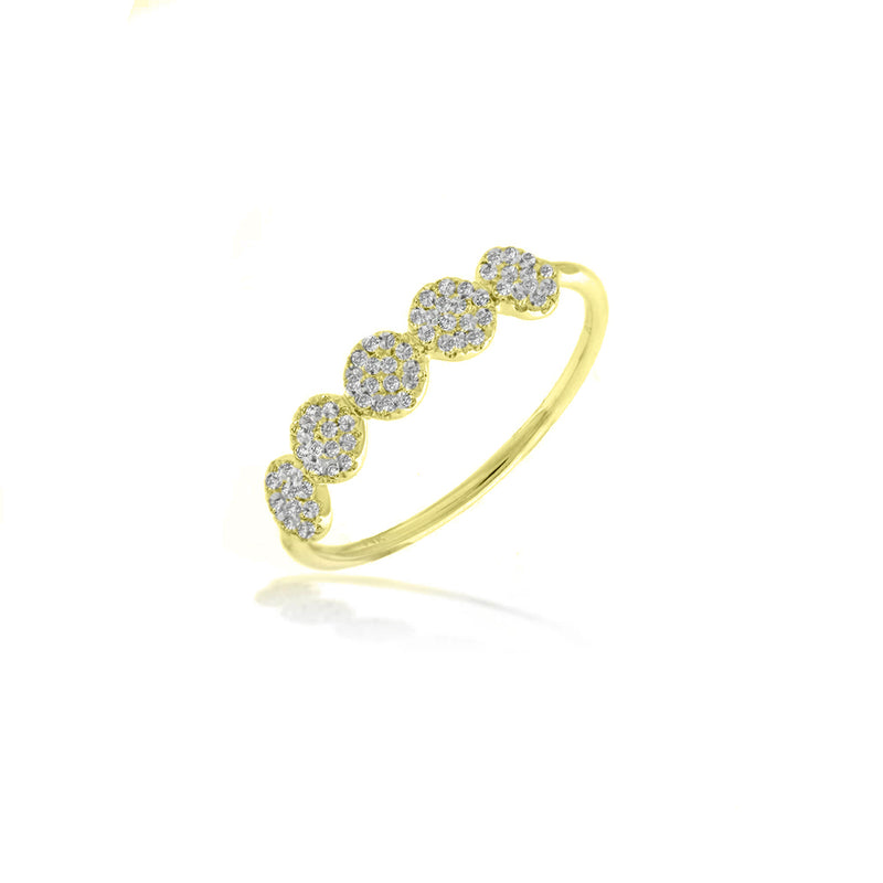 Yellow Gold Pave Disks Ring