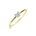yellow gold dainty ring with diamond butterfly