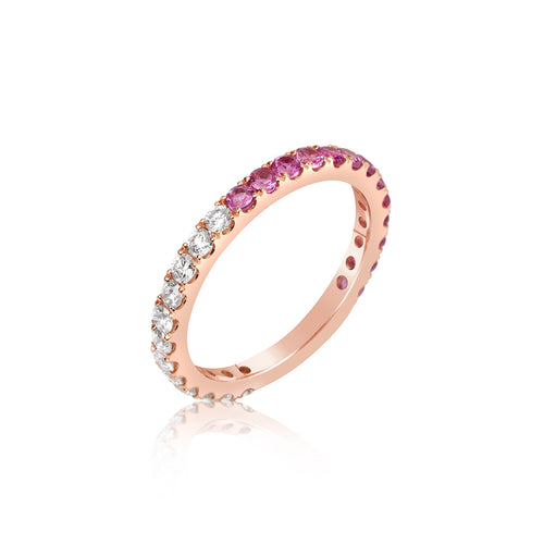 Half & Half Diamond and Pink Sapphire Band