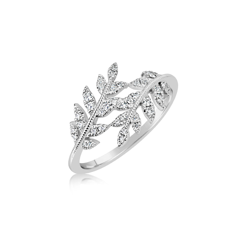 White Gold Leaf and Diamonds Ring